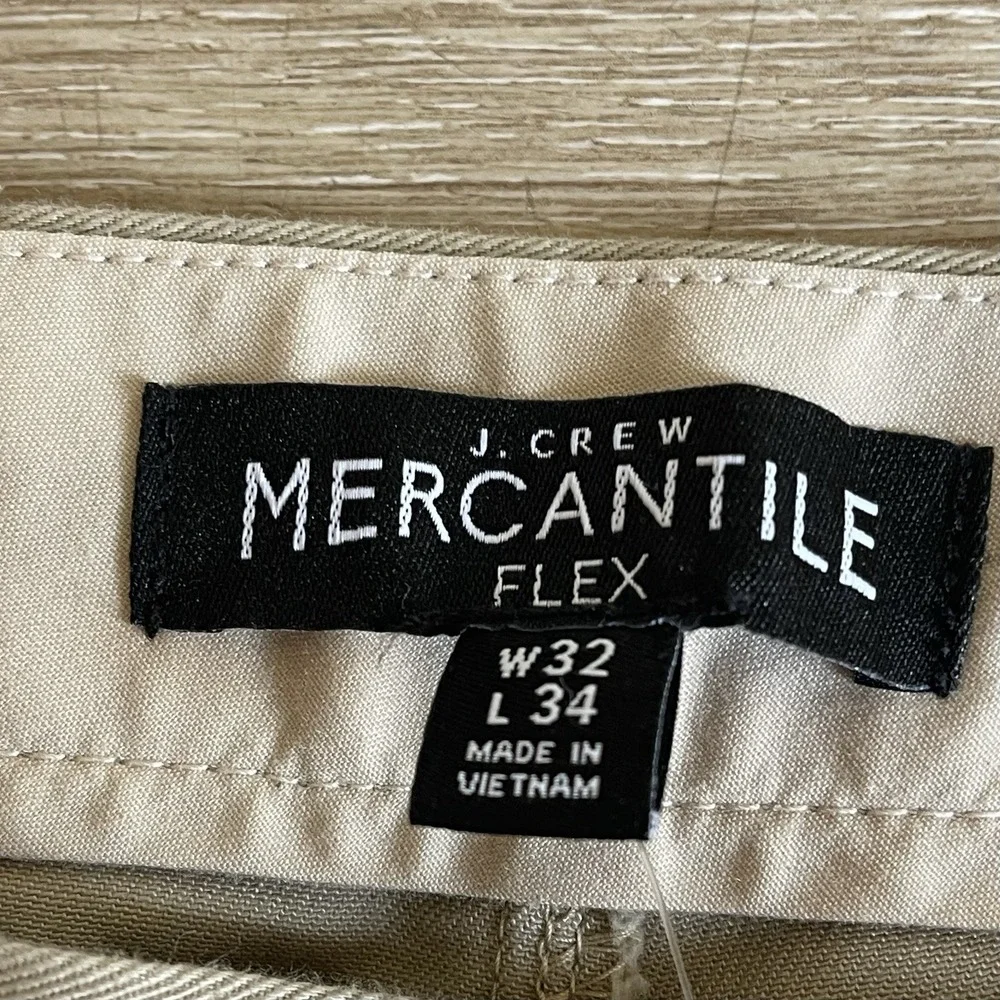 NWT J.Crew Mercantile Mens Classic Tan Flex Chino Pants 32x34
